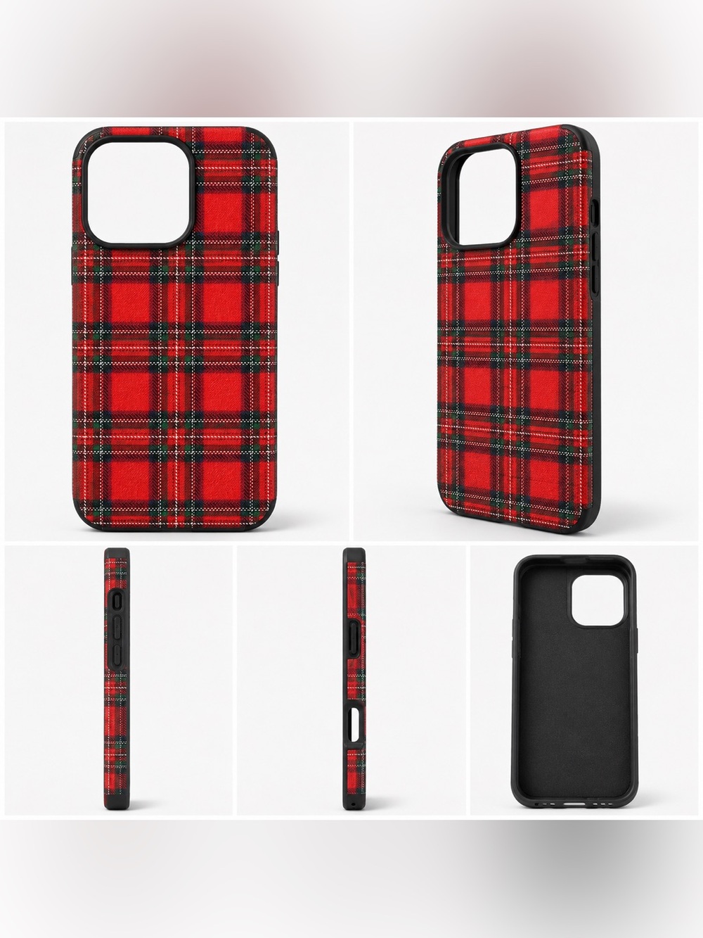 Red Tartan Plaid Holiday iPhone 16 Pro Case Black Bumper Christmas